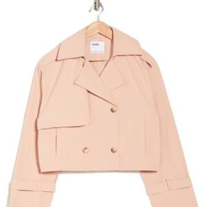 Elodie Pink Cropped Trench Coat baby blush mauve, buttons, Nordstrom, Large